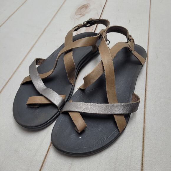 Olukai Upena strappy leather sandals boho minimalist neutral - Picture 1 of 7